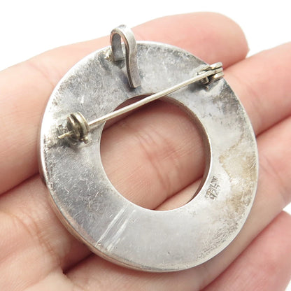 925 Sterling Silver Vintage Open Circle Pin Brooch / Pendant