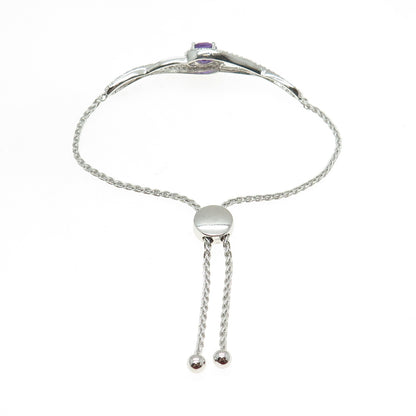 KARIZIA SPA KA-1772 925 Sterling Amethyst Topaz Spiga Link Anklet/Bracelet 9"