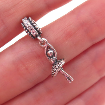 Pandora 925 Sterling Silver C Z Ballerina Dangle Charm