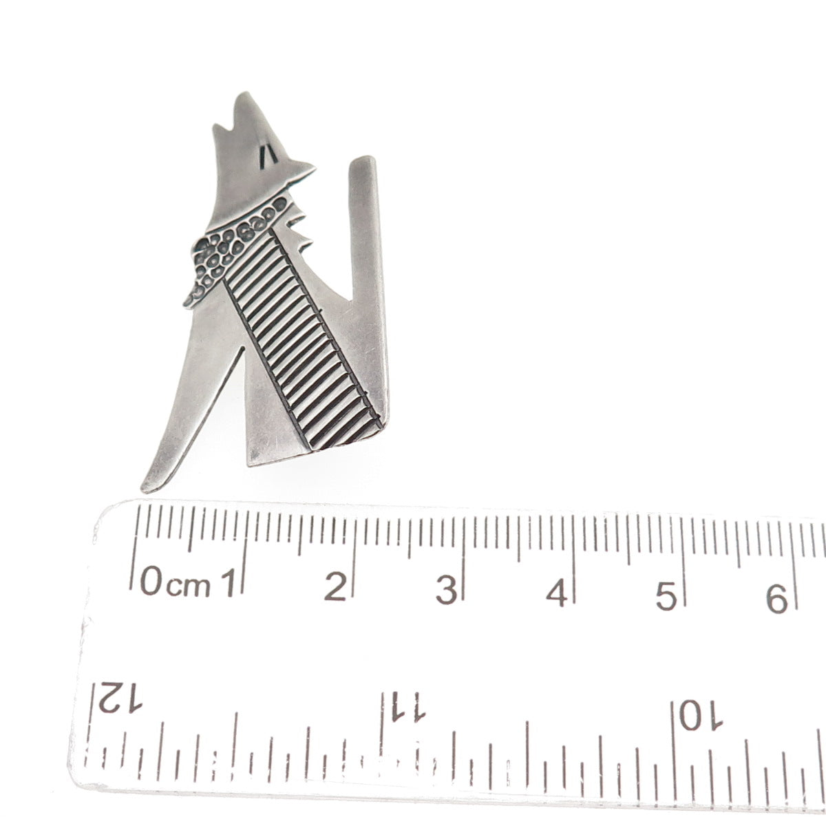 Allison S. Lee Navajo Old Pawn Sterling Silver Vintage Wolf Tribal Pin Brooch
