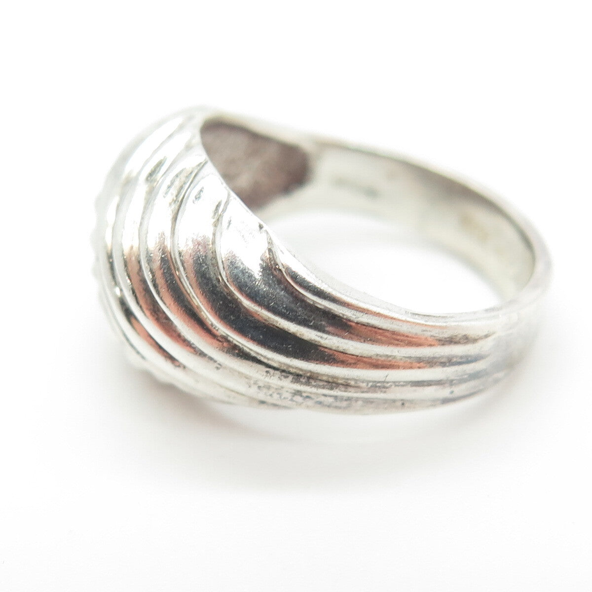 J. ESPOSITO 925 Sterling Silver Vintage Ribbed Ring Size 6