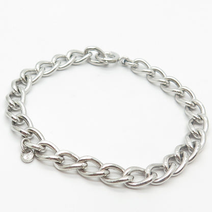 925 Sterling Silver Vintage Cable Link Bracelet 7"