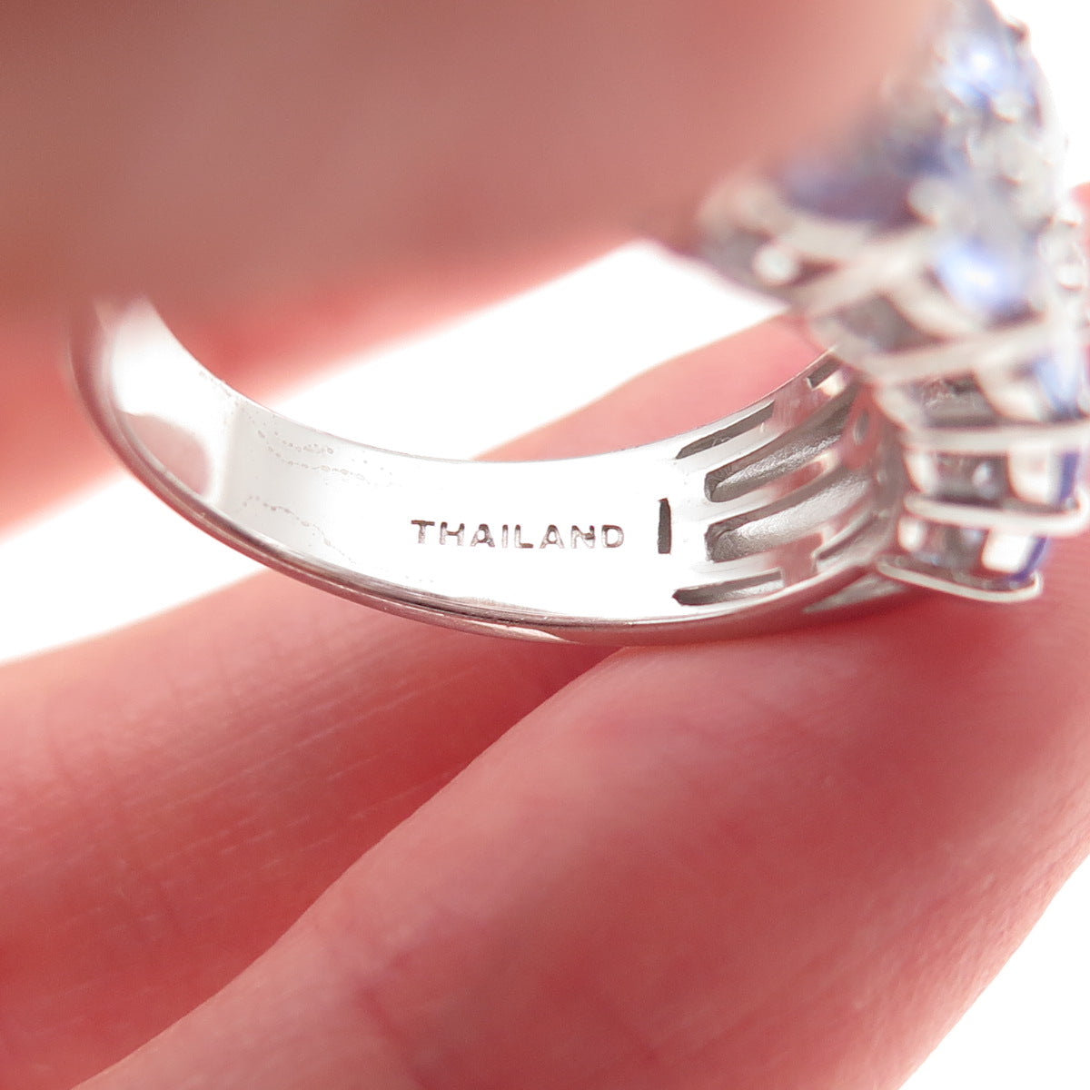 DSMK 925 Sterling Silver Real Round-Cut Tanzanite & White Topaz Ring Size 7.25