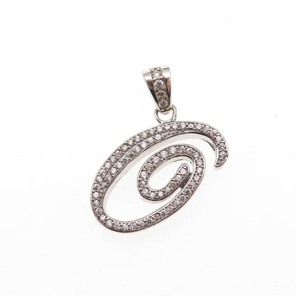 925 Sterling Silver Round-Cut C Z Spiral Charm Pendant