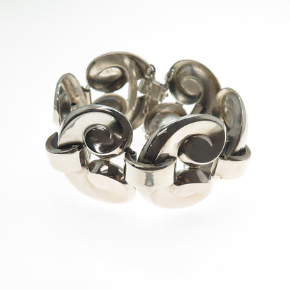 MONET 925 Sterling Silver Vintage Modernist Heart Link Bracelet 6.75"