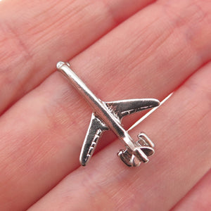 MAVO 925 Sterling Silver Vintage Airplane 3D Mini Slide Charm Pendant