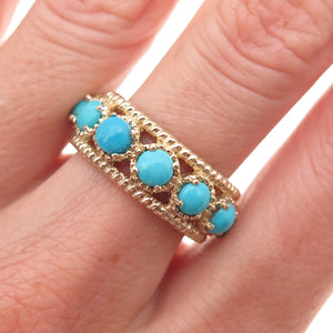 Chuck Clemency 925 Sterling Silver Gold Plated Real Turquoise Ring Size 8.25