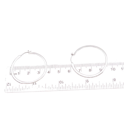 Sun 925 Sterling Silver Real Round-Cut Diamond Hoop Earrings