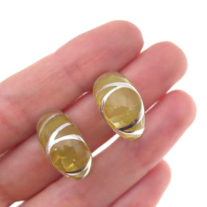 LLK Designs 925 Sterling Silver Vintage Enamel Modernist Omega Back Earrings
