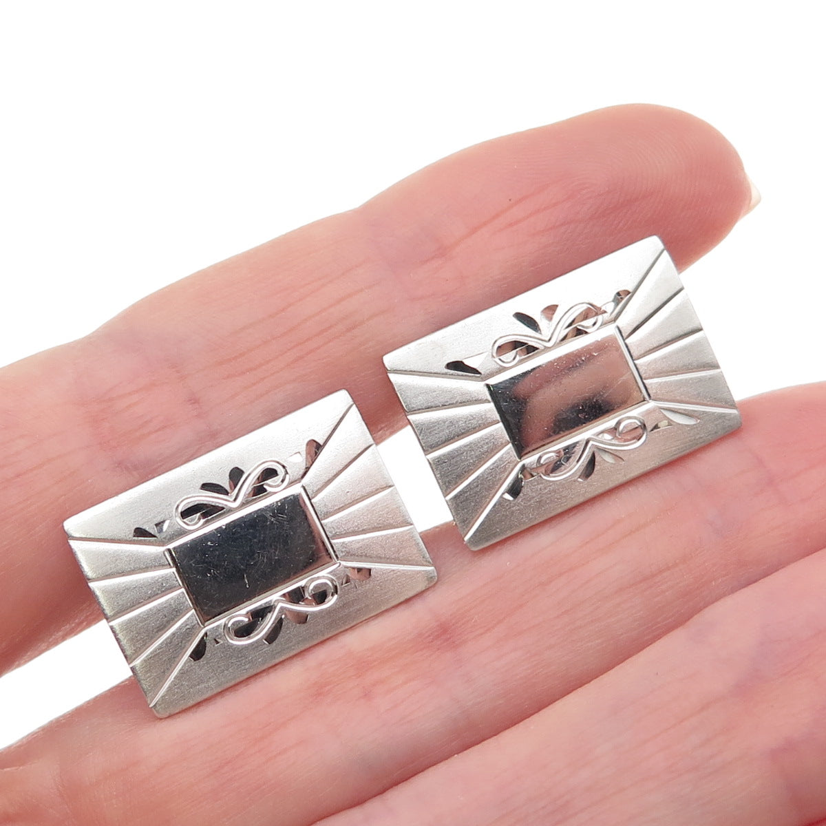 ANSON 925 Sterling Silver Vintage Engraved Cufflinks