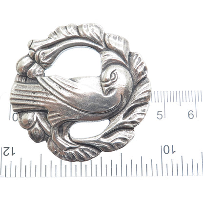 925 Sterling Silver Vintage Dove Bird Oxidized Pin Brooch