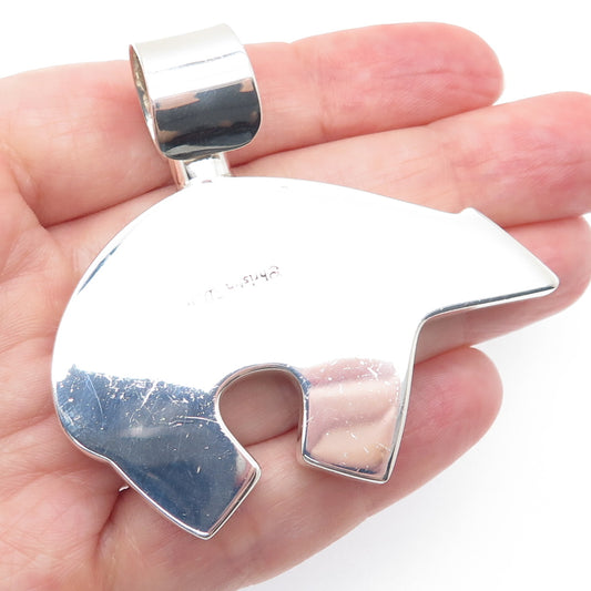 CHRISTIN WOLF Old Pawn 925 Sterling Turquoise Lapis Sugilite Native Bear Pendant