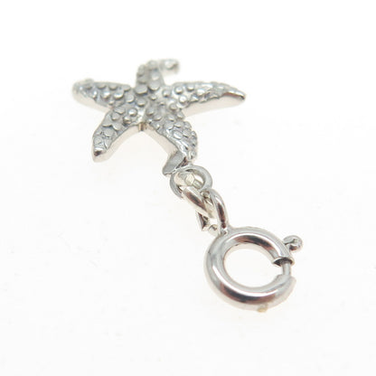 925 Sterling Silver Pave C Z Starfish Charm Pendant