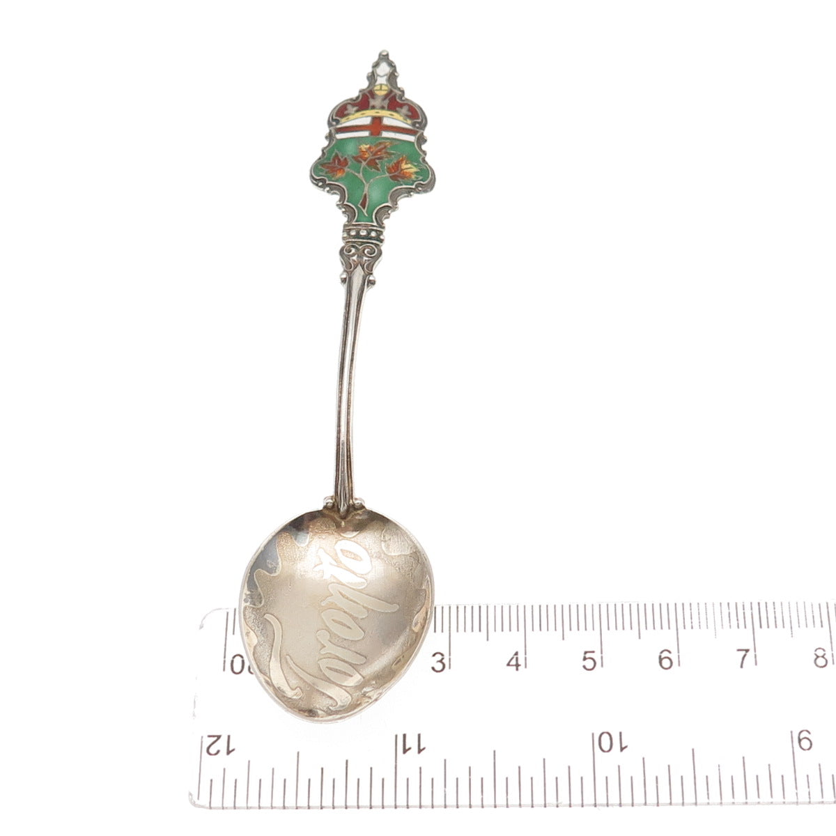 P.W. Ellis & Co 925 Sterling Antique Art Deco Canada Enamel Toronto Coffee Spoon