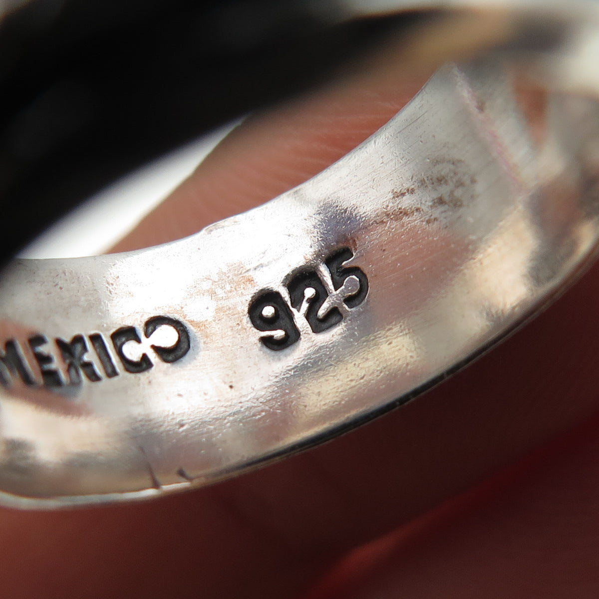 925 Sterling Silver Vintage Mexico Woven Oxidized Rotating Band Ring Size 7