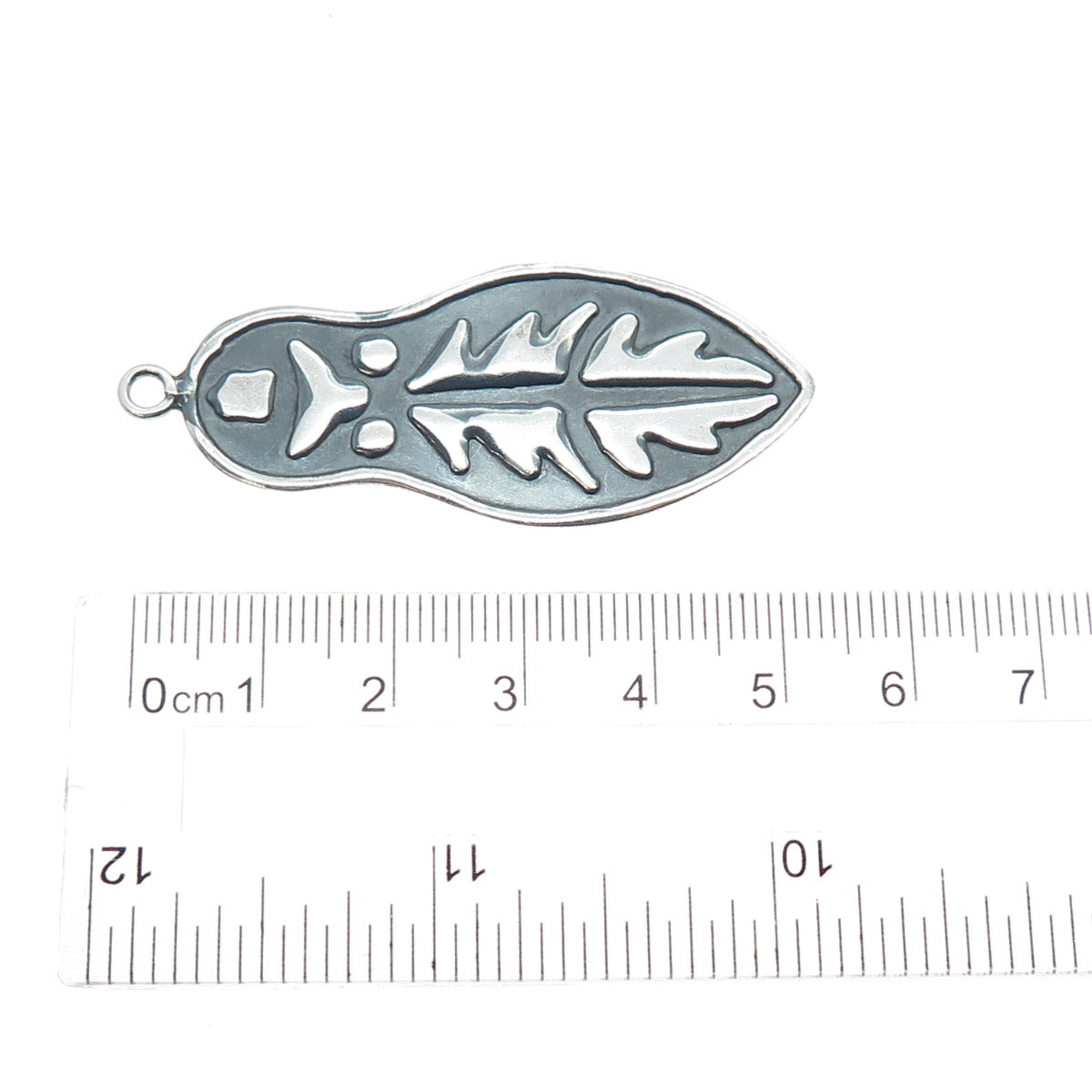 Old Pawn 925 Sterling Silver Vintage Southwestern Feather Oxidized Charm Pendant