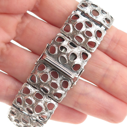 925 Sterling Silver Vintage AR Germany Modernist Panel Link Bracelet 8.25"