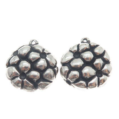 925 Sterling Silver Vintage Floral Oxidized Jacket Earrings