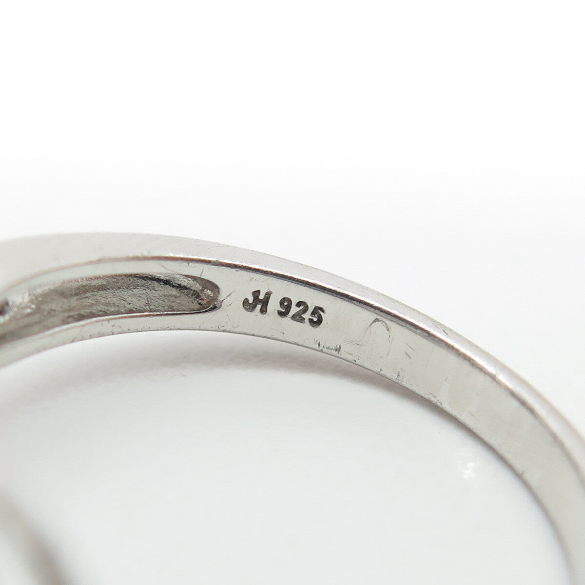 JH YOUNG 925 Sterling Silver Round & Oval-Cut C Z Engagement Ring Size 7