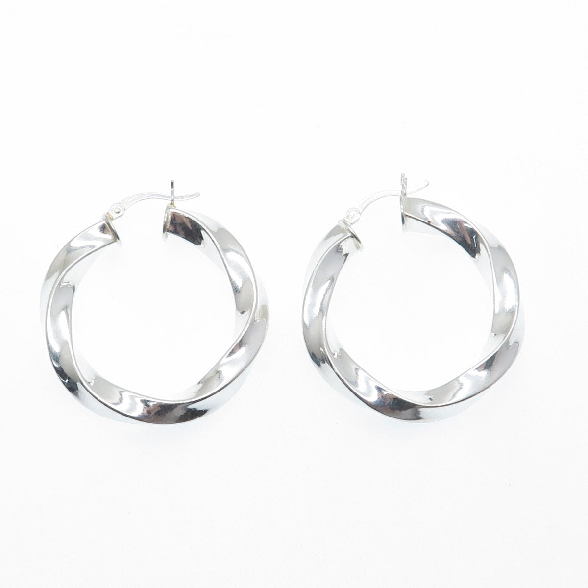 925 Sterling Silver 35mm Twisted Hoop Earrings
