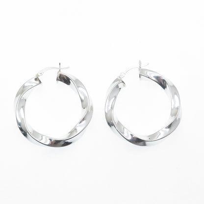 925 Sterling Silver 35mm Twisted Hoop Earrings