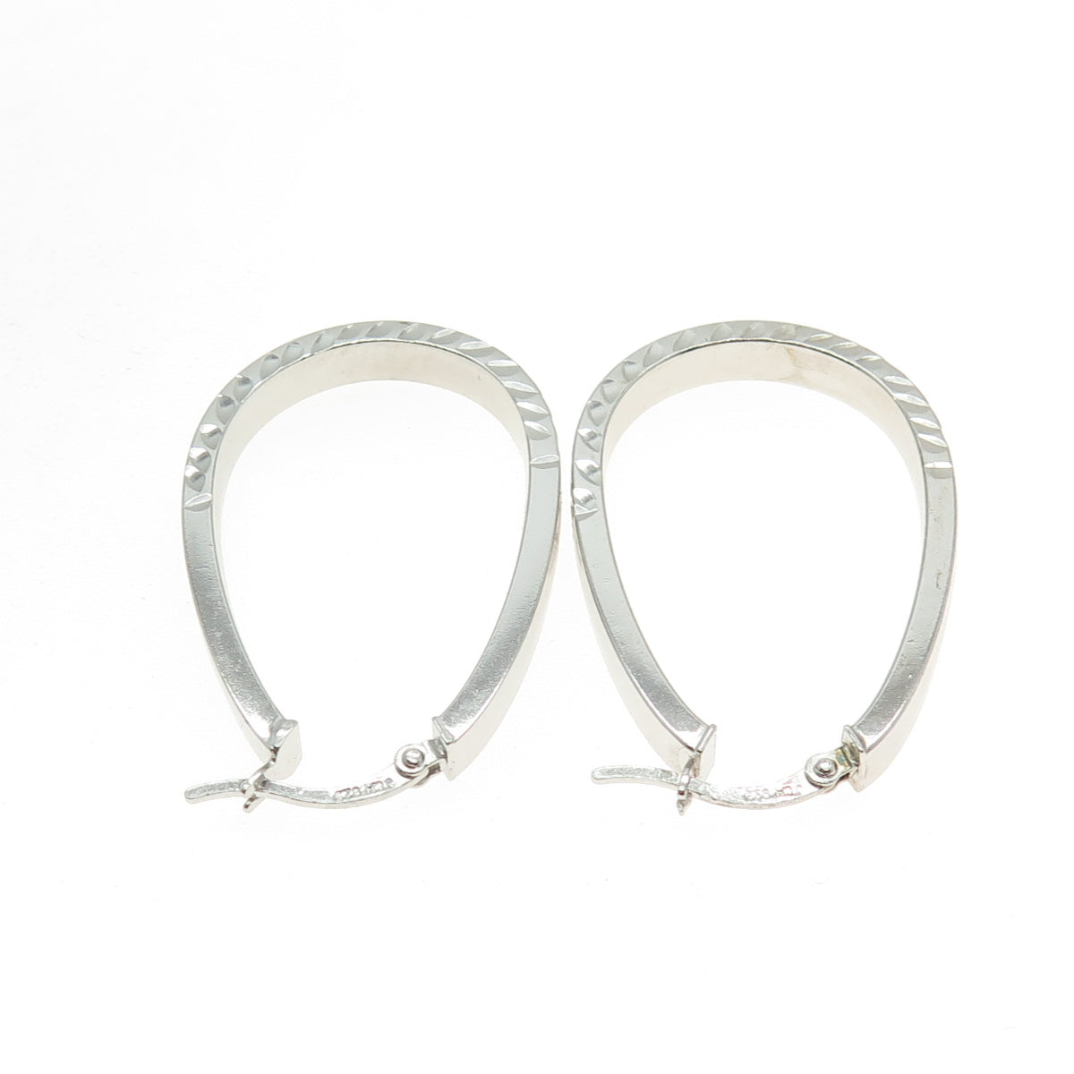 JCM JACMEL MAURITIUS 925 Sterling Silver Engraved Hinged Hoop Earrings