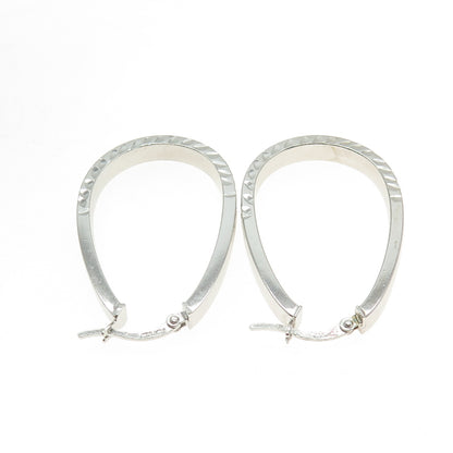 JCM JACMEL MAURITIUS 925 Sterling Silver Engraved Hinged Hoop Earrings