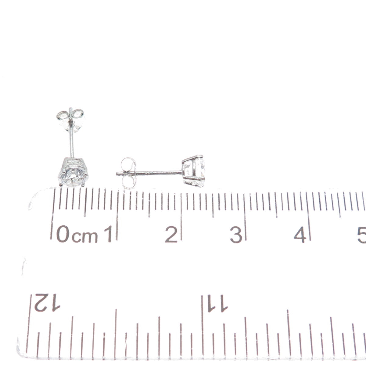 925 Sterling Silver Round-Cut C Z Stud Earrings