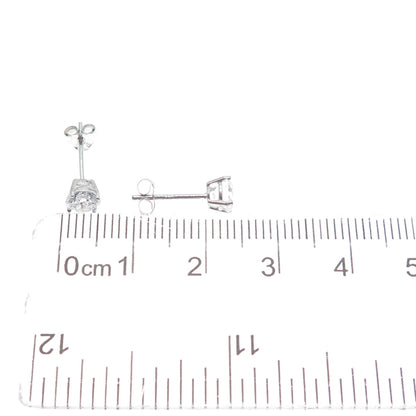 925 Sterling Silver Round-Cut C Z Stud Earrings