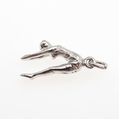 925 Sterling Silver Vintage Female Diver 3D Mini Charm Pendant