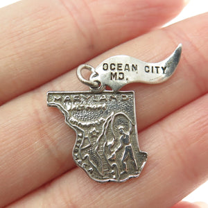 925 Sterling Silver Vintage Ocean City Maryland Charm Pendant