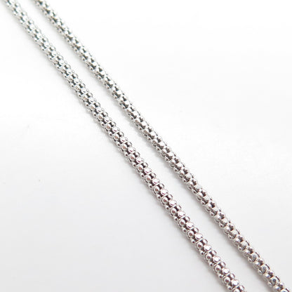 925 Sterling Silver Real Diamond Heart Adjustable Popcorn Chain Necklace 20"