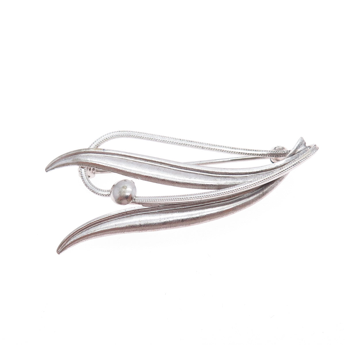 CURTIS CURTMAN 925 Sterling Silver Vintage Modenrist Floral Leaf Pin Brooch