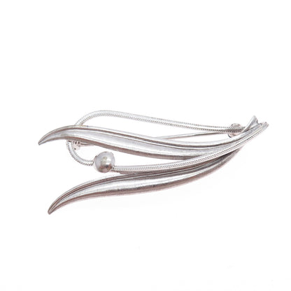 CURTIS CURTMAN 925 Sterling Silver Vintage Modenrist Floral Leaf Pin Brooch