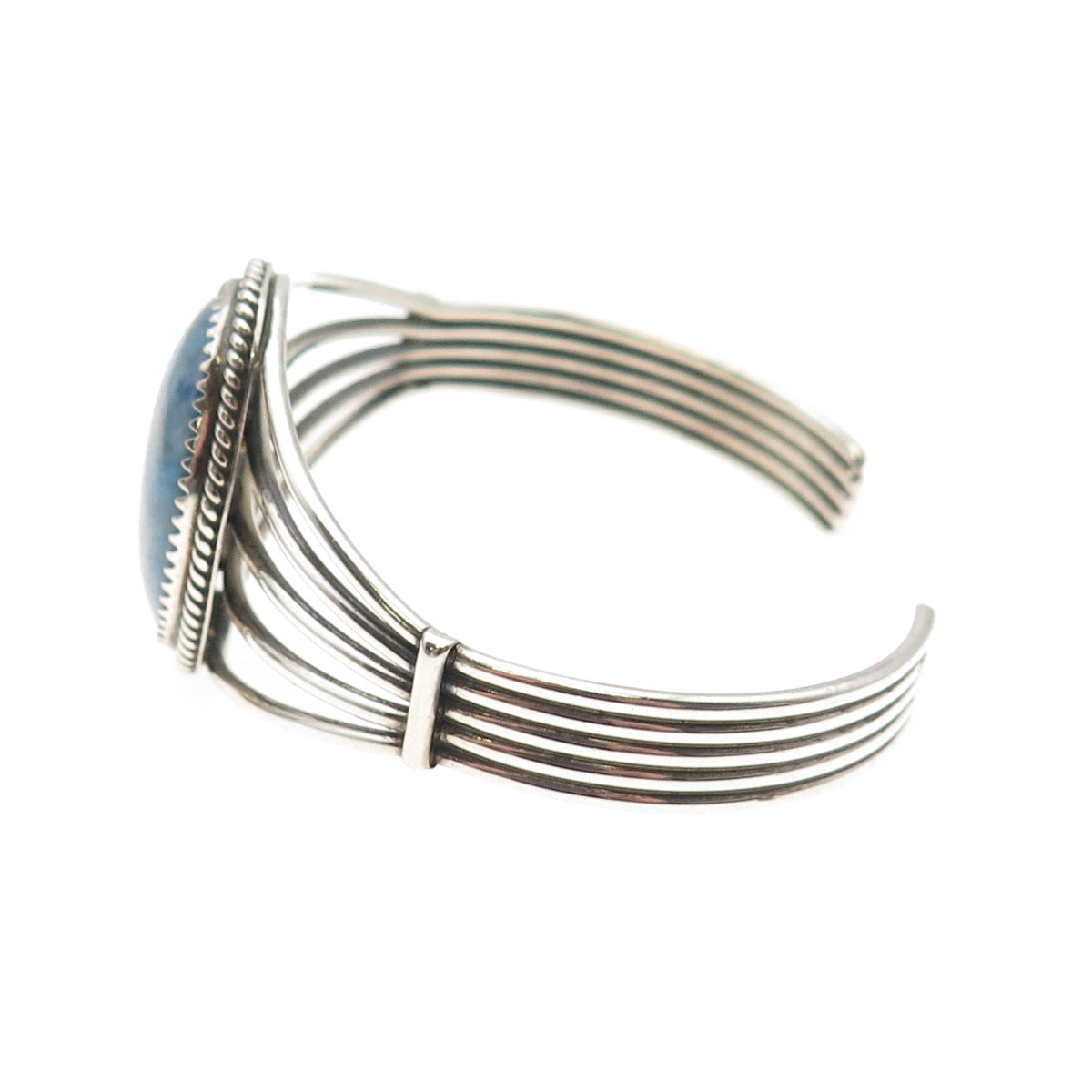 Old Pawn Sterling Silver Vintage Denim Lapis Adjustable Tribal Bracelet 6.25"