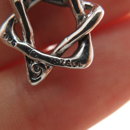 HAGIT GORALI 925 Sterling Silver Vintage Star of David Spring Ring Lock Pendant
