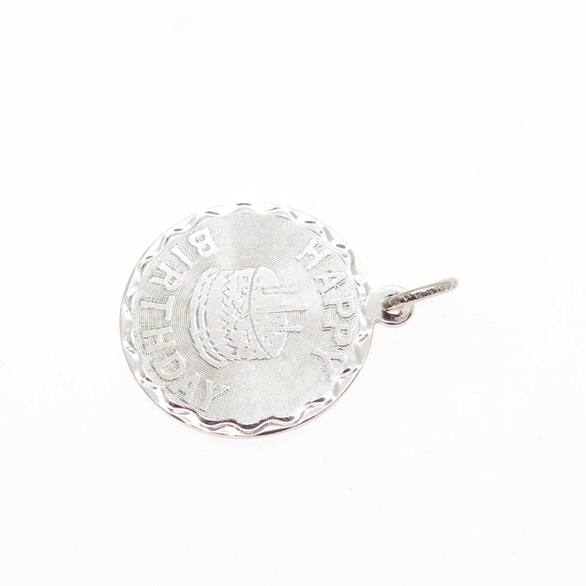 SPENCER 925 Sterling Silver Vintage Happy Birthday Minimalist Charm Pendant