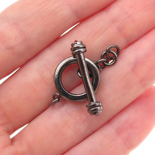 Jolusa Sterling Silver Black Rhodium Ruby Bracelet / Necklace Toggle Lock Clasp