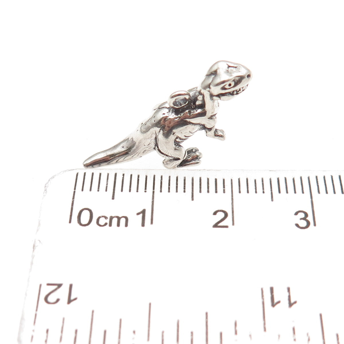 SHUBE 925 Sterling Silver Vintage T-Rex Dinosaur Oxidized 3D Charm Pendant