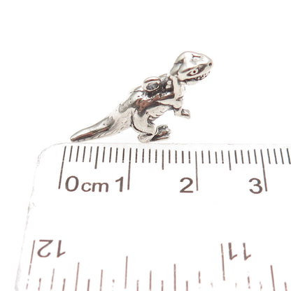 SHUBE 925 Sterling Silver Vintage T-Rex Dinosaur Oxidized 3D Charm Pendant