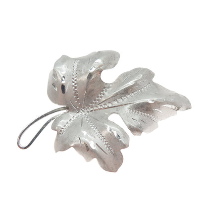 CURTIS CREATIONS 925 Sterling Silver Antique Art Deco Maple Leaf Pin Brooch