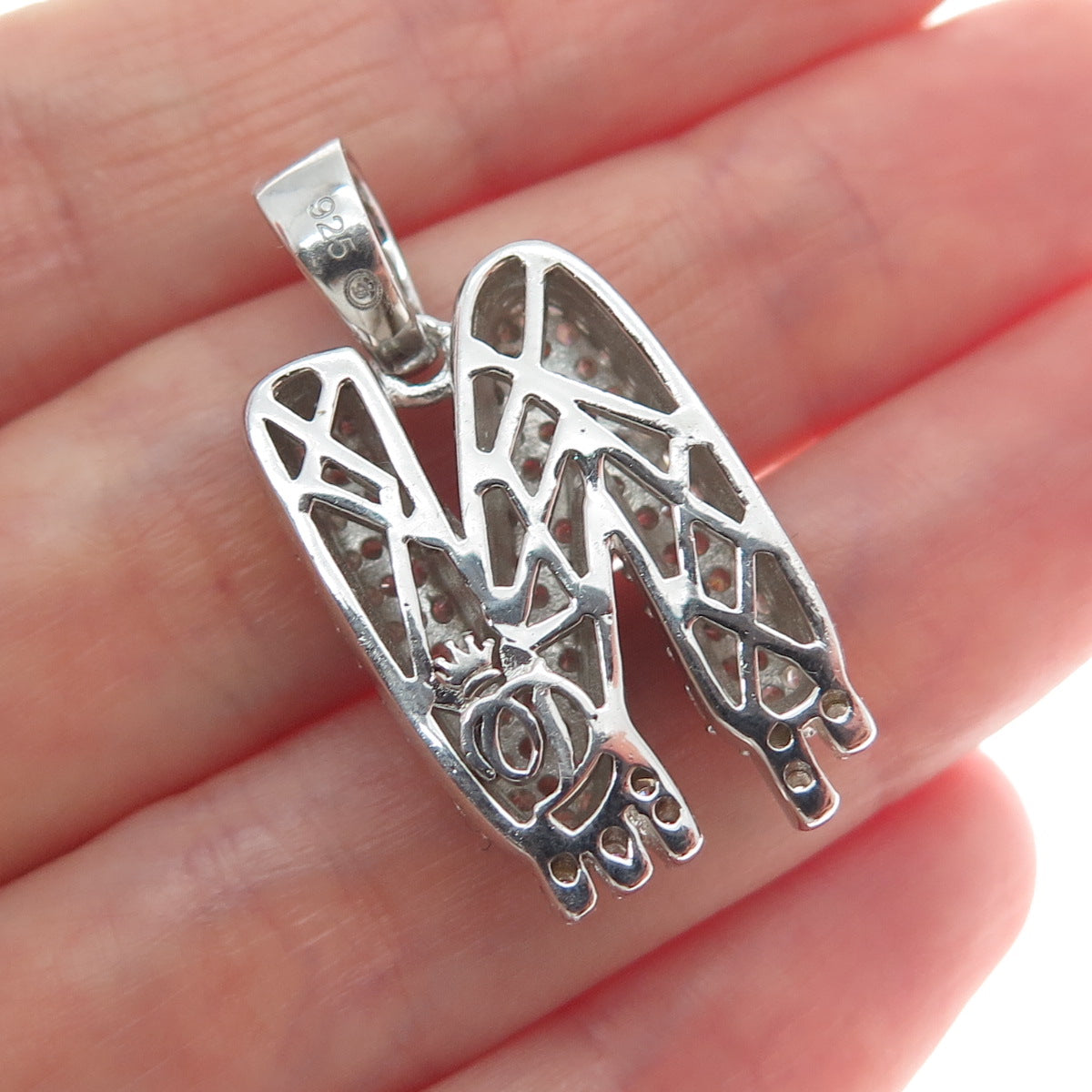 925 Sterling Silver Round-Cut Shaped C Z Letter N Initial Sparkle Pendant