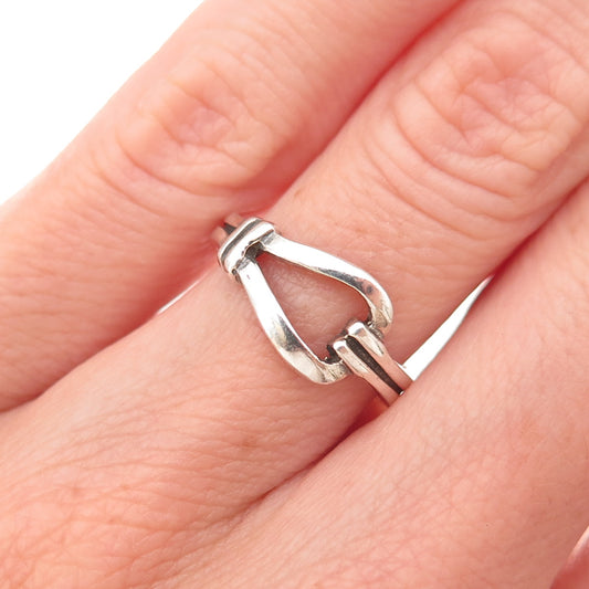 925 Sterling Silver Vintage Horse Bit Oxidized Ring Size 5