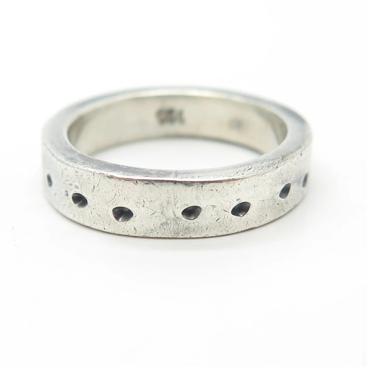 925 Sterling Silver Vintage All Around Dotted Band Ring Size 6.75