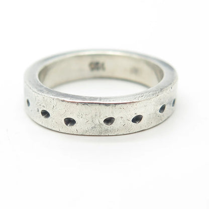 925 Sterling Silver Vintage All Around Dotted Band Ring Size 6.75
