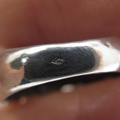 925 Sterling Silver Vintage France Puffy Heart Modernist Ring Size 7