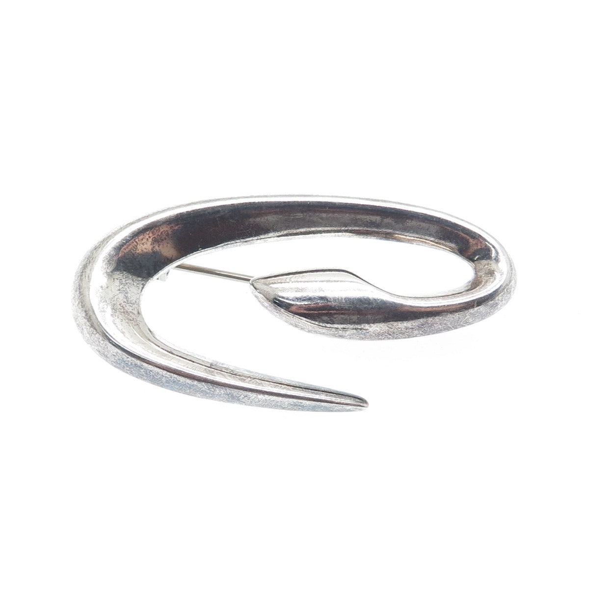 925 Sterling Silver Vintage Modernist Letter "C" Initial Oxidized Pin Brooch