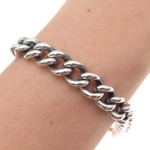 Warmet 925 Sterling Silver Vintage Poland Cuban Link Oxidized Bracelet 7.75"
