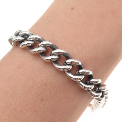 Warmet 925 Sterling Silver Vintage Poland Cuban Link Oxidized Bracelet 7.75"