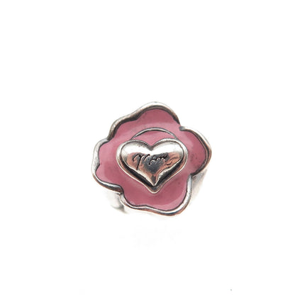Chamilia 925 Sterling Silver Enamel Mom Rose Flower Slide Bead Charm